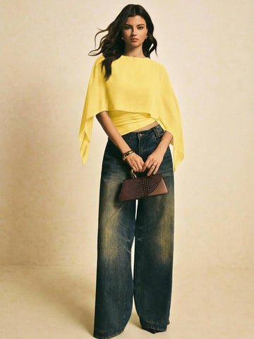 Women's Elegant Solid Color Shawl Collar Blouse