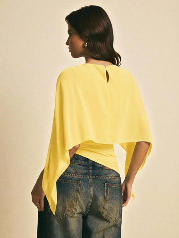 Women's Elegant Solid Color Shawl Collar Blouse