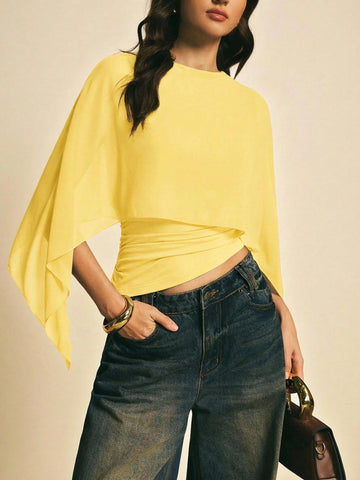 Women's Elegant Solid Color Shawl Collar Blouse