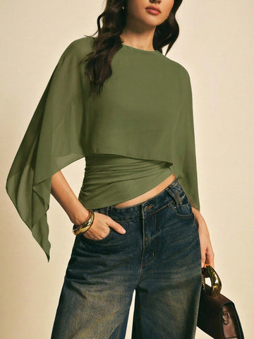 Women's Elegant Solid Color Shawl Collar Blouse
