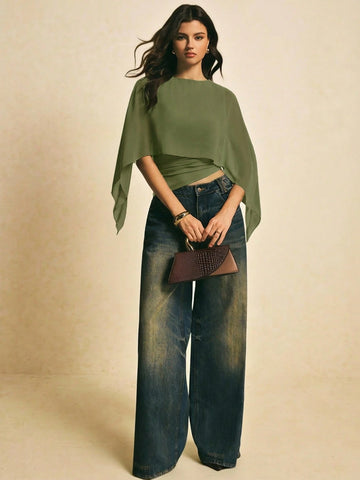 Women's Elegant Solid Color Shawl Collar Blouse