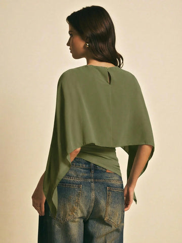 Women's Elegant Solid Color Shawl Collar Blouse