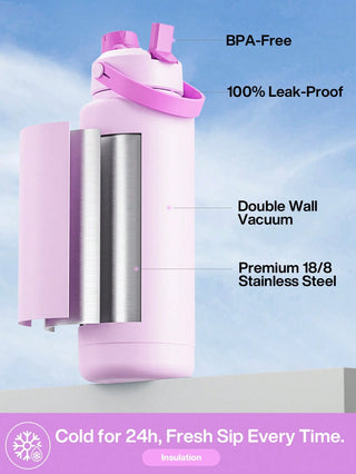 20oz Insulated Water Bottle With 2-In-1 Straw And Spout Lid