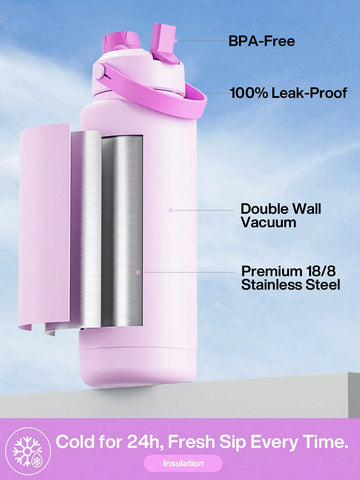 20oz Insulated Water Bottle With 2-In-1 Straw And Spout Lid