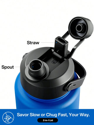 20oz Insulated Water Bottle With 2-In-1 Straw And Spout Lid