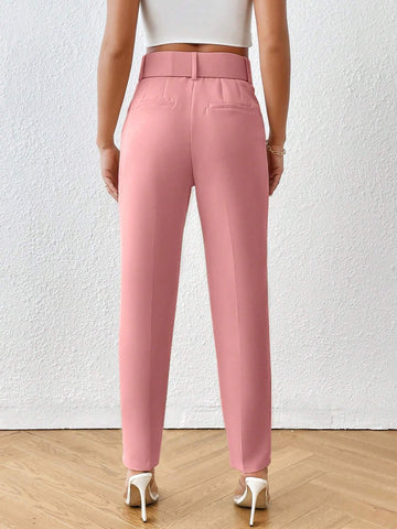 Privé Solid Belted Tapered Pants