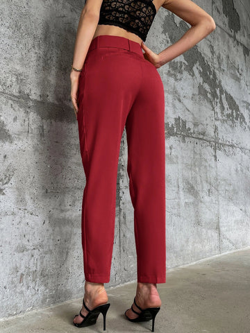 Privé Solid Belted Tapered Pants