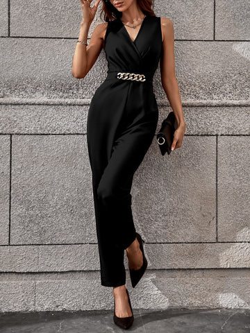 Privé Solid Chain Detail Jumpsuit