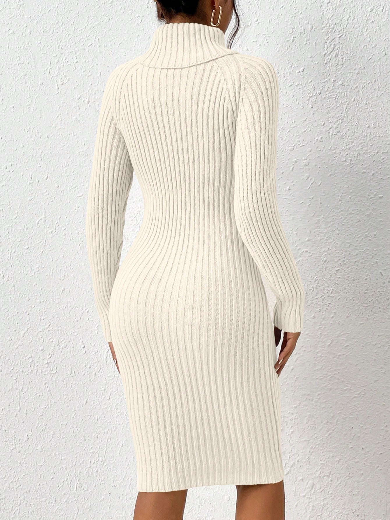 Privé Turtleneck Raglan Sleeve Twist Front Sweater Dress