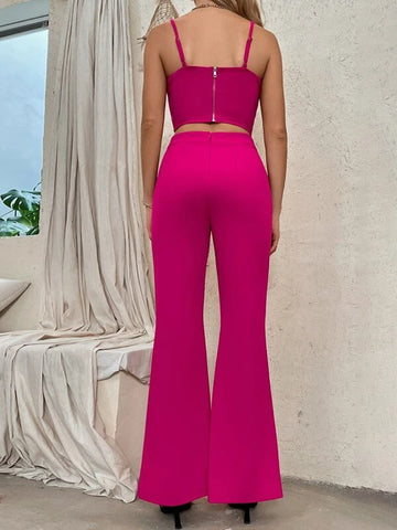 Privé Zip Back Bustier Cami Top & Flare Leg Pants