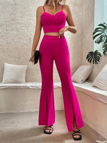 Privé Zip Back Bustier Cami Top & Flare Leg Pants