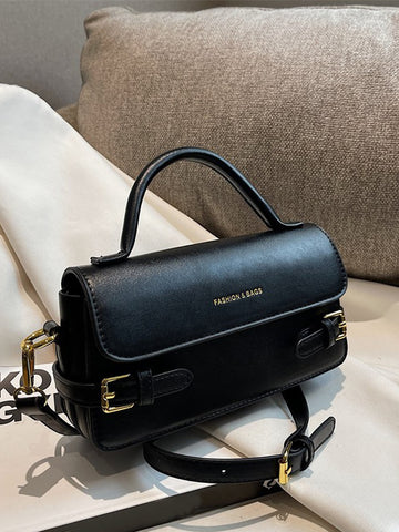 Fashionable Solid Color Retro Pu Leather Women's Handbag & Crossbody Bag