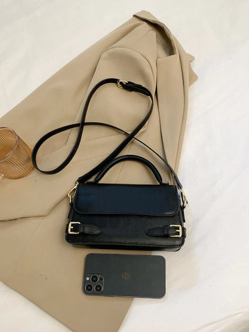 Fashionable Solid Color Retro Pu Leather Women's Handbag & Crossbody Bag