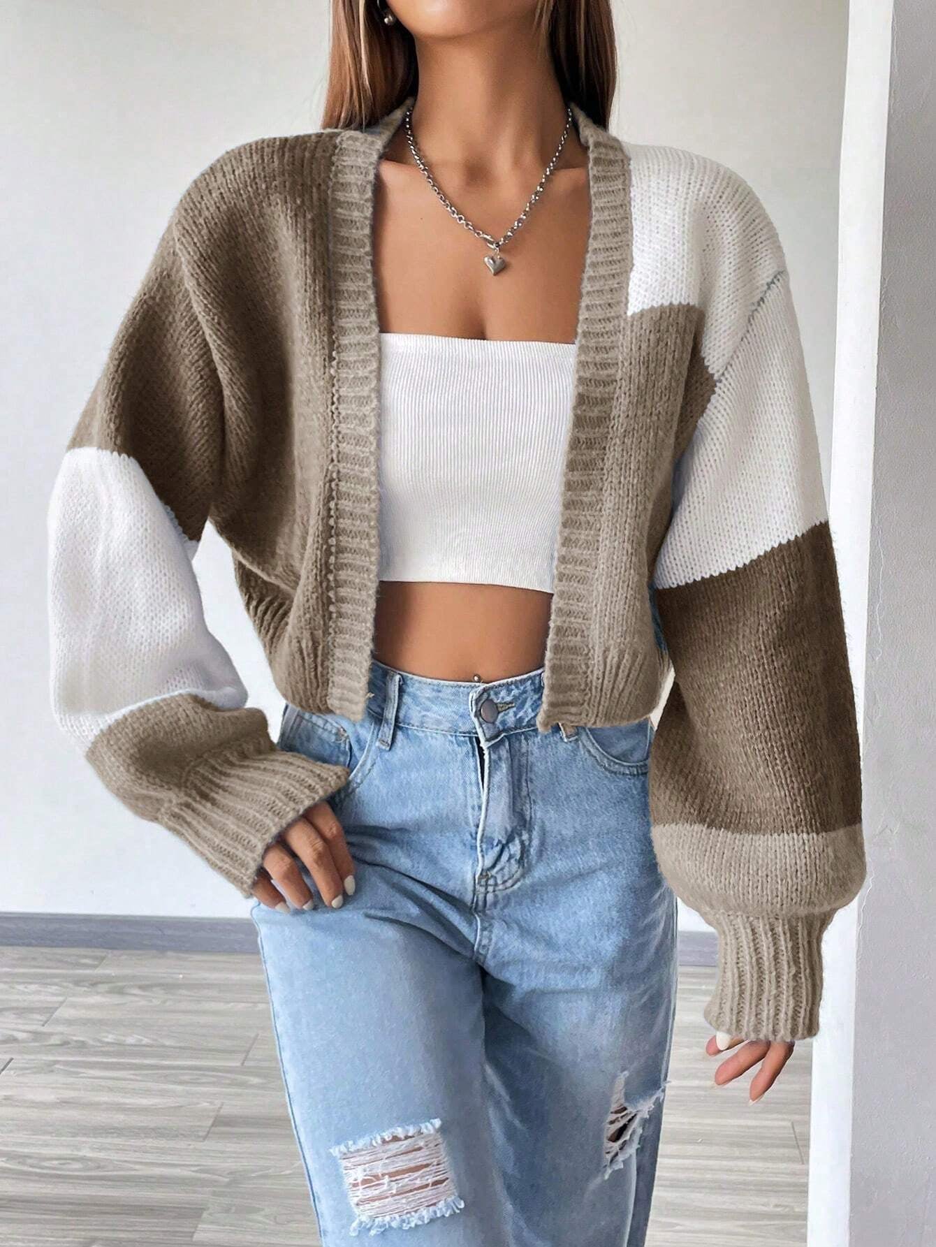 Qutie Colorblock Drop Shoulder Duster Cardigan