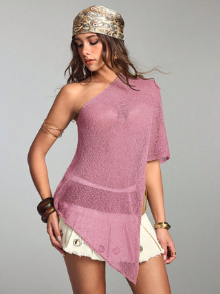 Hippie Beach Vacation Relaxed Slouchy Hollow Knit Women's Knit Top