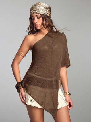 Hippie Beach Vacation Relaxed Slouchy Hollow Knit Women's Knit Top