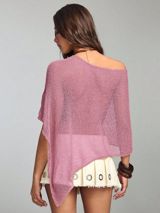 Hippie Beach Vacation Relaxed Slouchy Hollow Knit Women's Knit Top