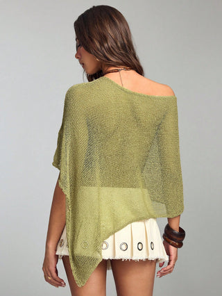 Hippie Beach Vacation Relaxed Slouchy Hollow Knit Women's Knit Top