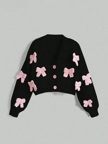 Three-Dimensional Bow Accessories Cute Minimalist Sexy Cardigan