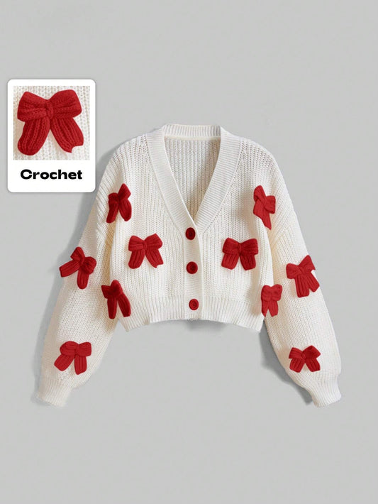 Three-Dimensional Bow Accessories Cute Minimalist Sexy Cardigan