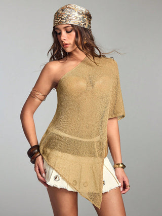 Hippie Beach Vacation Relaxed Slouchy Hollow Knit Women's Knit Top