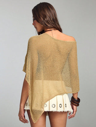 Hippie Beach Vacation Relaxed Slouchy Hollow Knit Women's Knit Top