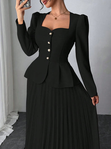 Elegant Fashion Pleated Butterfly Decor Long Dress