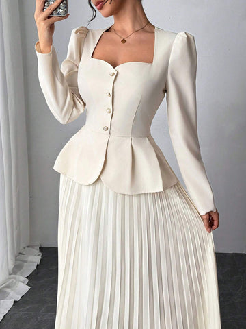 Elegant Fashion Pleated Butterfly Decor Long Dress