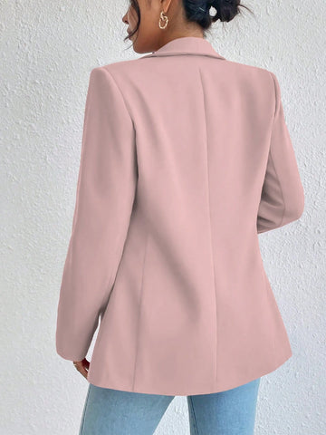 Women's Solid Color Shawl Collar Long Sleeve Casual Blazer Jacket