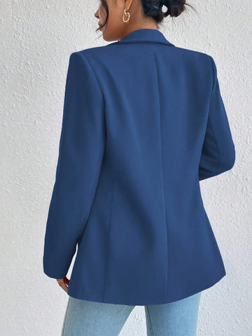 Women's Solid Color Shawl Collar Long Sleeve Casual Blazer Jacket