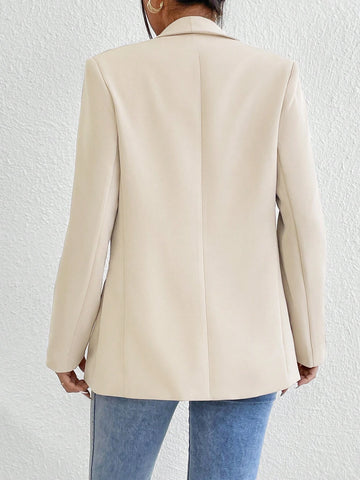 Women's Solid Color Shawl Collar Long Sleeve Casual Blazer Jacket