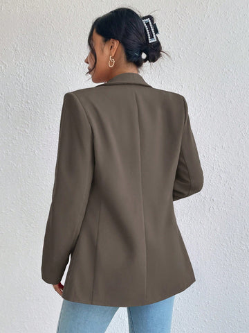 Women's Solid Color Shawl Collar Long Sleeve Casual Blazer Jacket