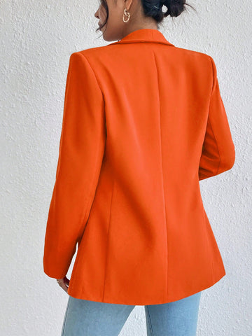 Women's Solid Color Shawl Collar Long Sleeve Casual Blazer Jacket