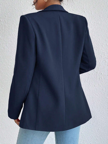 Women's Solid Color Shawl Collar Long Sleeve Casual Blazer Jacket