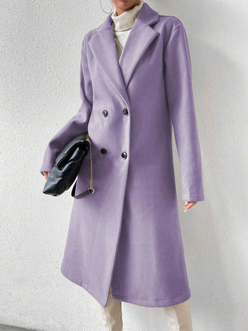 Uhlyne Lapel Neck Double Breasted Overcoat