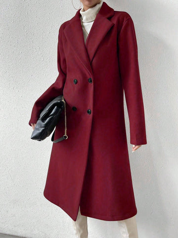 Uhlyne Lapel Neck Double Breasted Overcoat