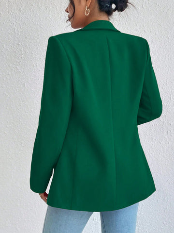 Women's Solid Color Shawl Collar Long Sleeve Casual Blazer Jacket