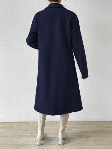 Uhlyne Lapel Neck Double Breasted Overcoat