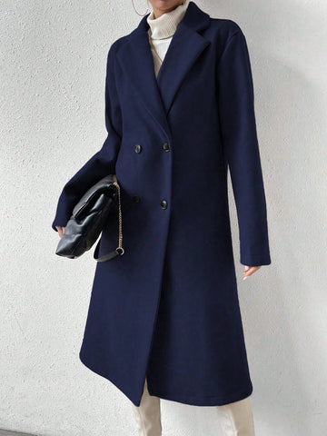 Uhlyne Lapel Neck Double Breasted Overcoat