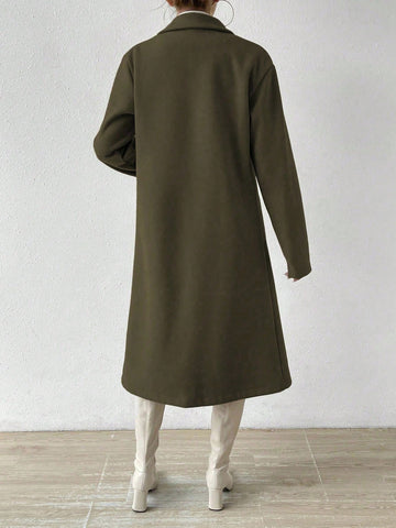 Uhlyne Lapel Neck Double Breasted Overcoat