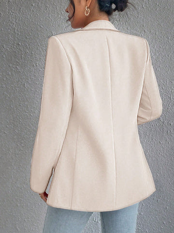Women's Solid Color Shawl Collar Long Sleeve Casual Blazer Jacket