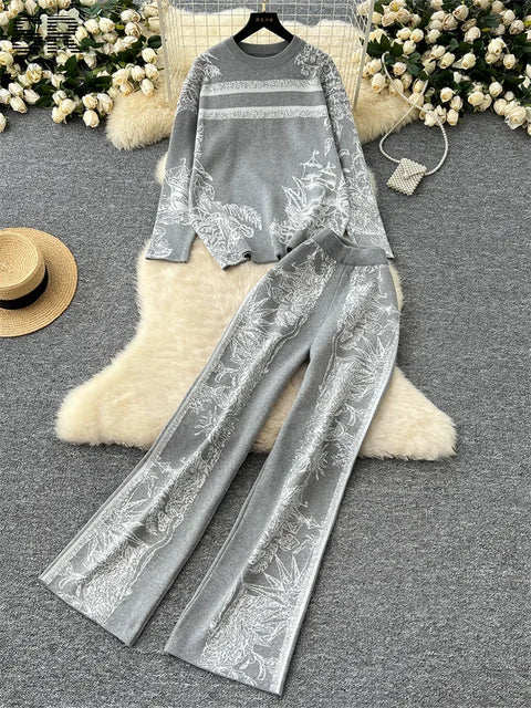 Jacquard Knitting Two Pieces Suits
