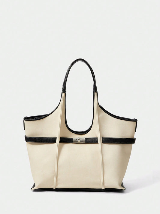 SHECARRY Women's Color Block Large Capacity Fashion Tote Bag