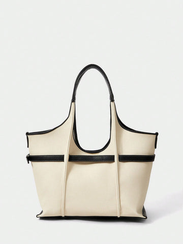 SHECARRY Women's Color Block Large Capacity Fashion Tote Bag