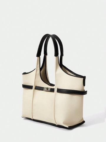 SHECARRY Women's Color Block Large Capacity Fashion Tote Bag