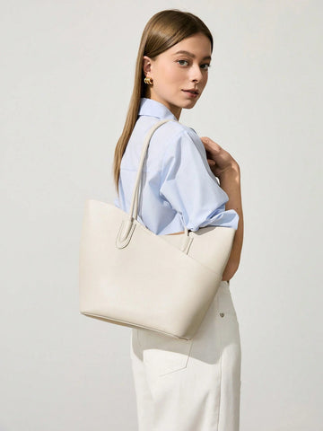 SHECARRY Women's Fashion Versatile Simple Solid Color Tote Bag