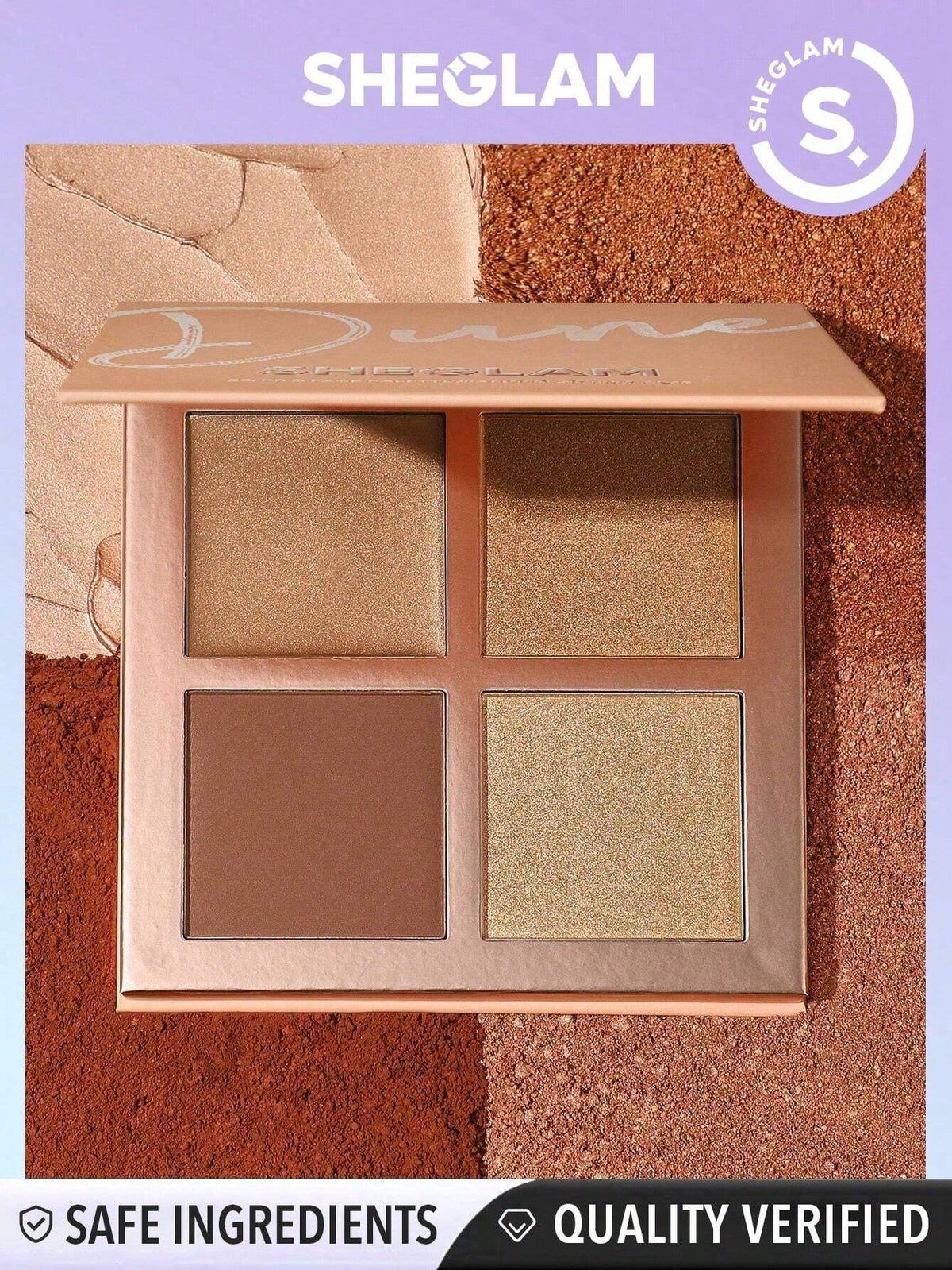 SHEGLAM 3D Pro Face Palette - Dune 4-Color Contour Contour Blush Palette Long Lasting