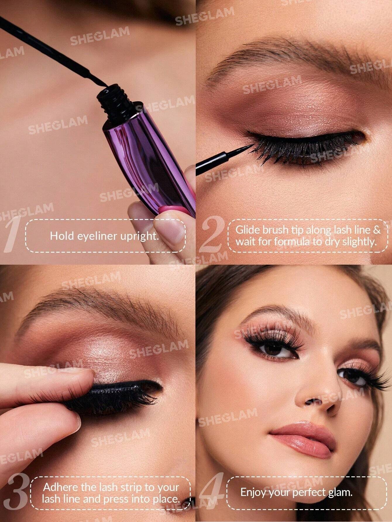 SHEGLAM All Eyes On You Eyelash Glue Liner-Black 2 In 1 Waterproof Liquid Eyeliner