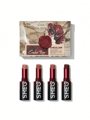 SHEGLAM Dynamatte Boom Long-Lasting Matte Lipstick (Ember Rose Set) 4 Pcs/Set