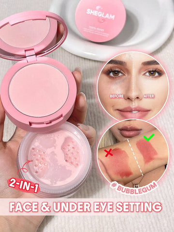 Insta-Ready Face & Under Eye Setting Powder Duo-Bubblegum 2 In 1